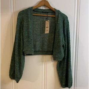Zara NWT green cropped cardigan